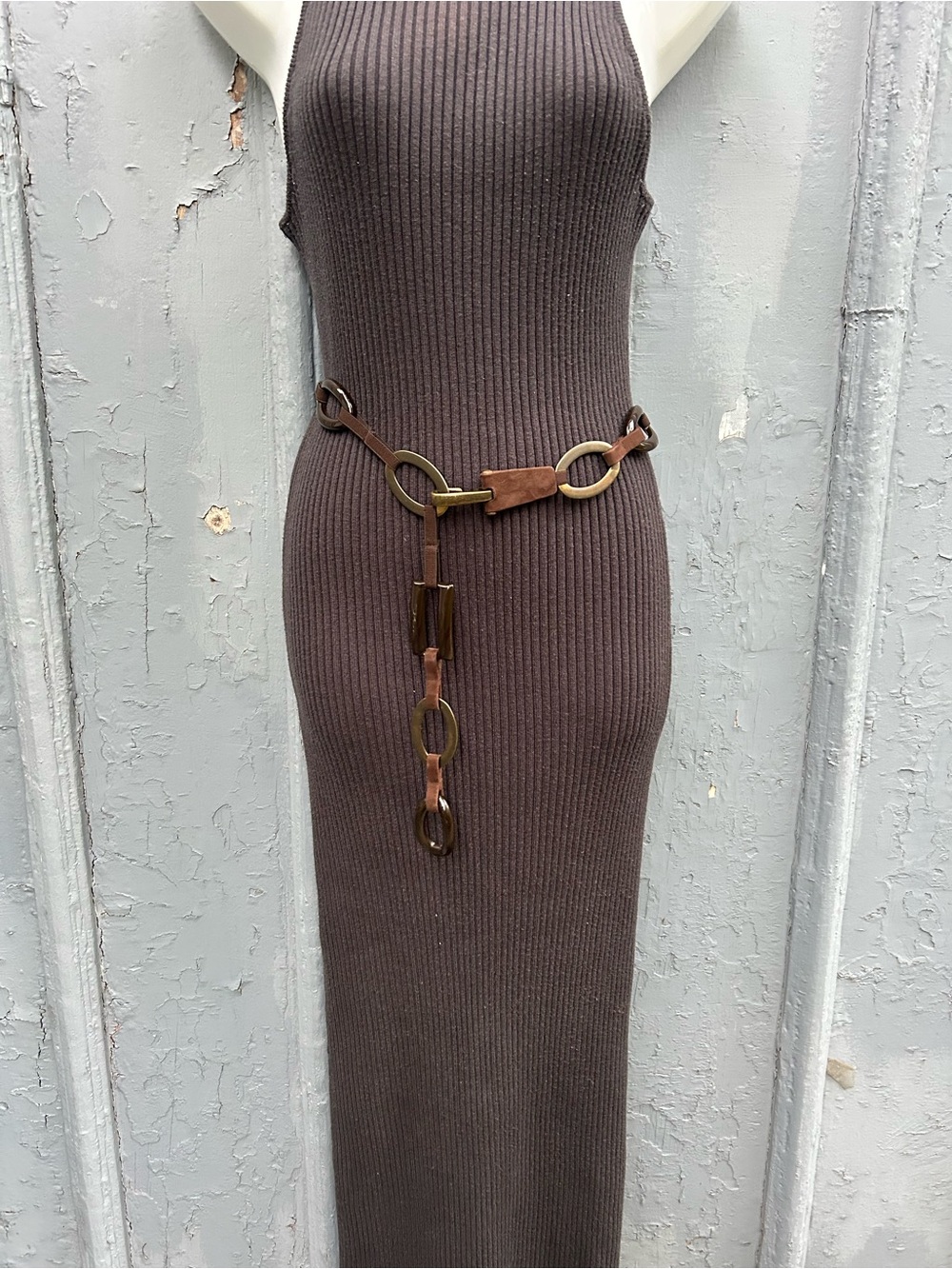 Suzi Roher Leather Chain Belt, OS